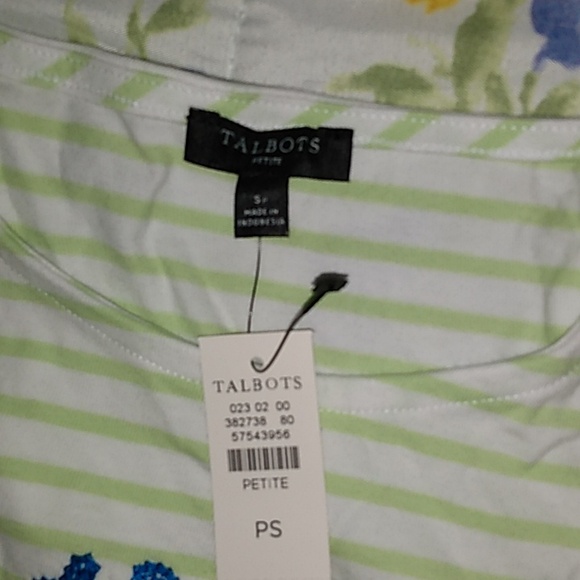 Talbots Green and White Striped Shirt - Picture 3 of 4